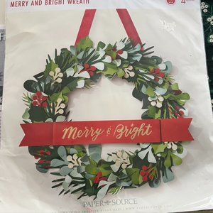 Paper Source Merry & Bright Paper Wreath Kit NWT